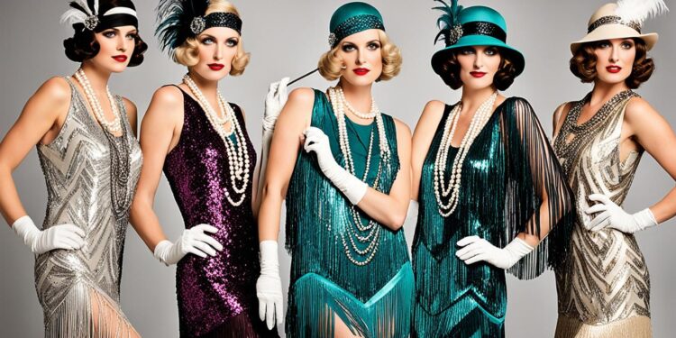 Flapper-Kleider und Charleston-Outfits