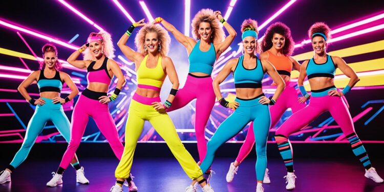 Neonfarben und Aerobic-Outfits